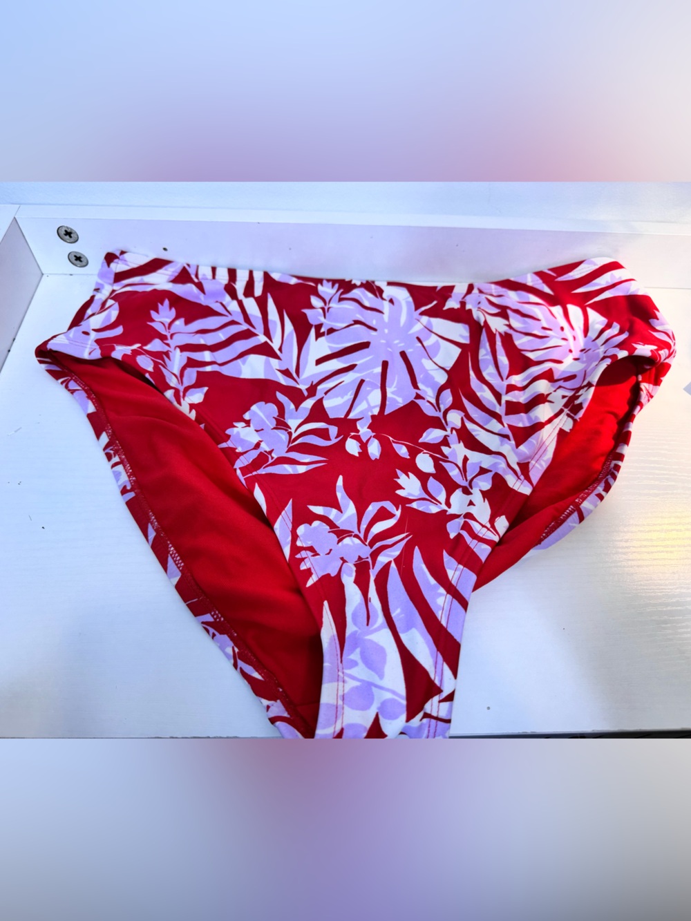 Kona Sol Red & Lavender Tropical Bikini Top - Picture 5 of 7